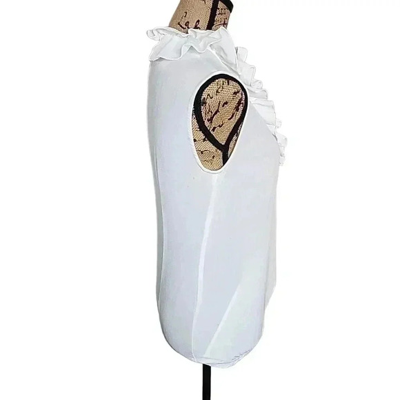 MANGANO White Ruffled open front, very soft body suit. Size Tg.42 US Medium - Picture 2 of 11